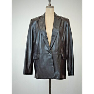 Valerie Separates Black Leather Blazer Jacket Womens LARGE #1-0160